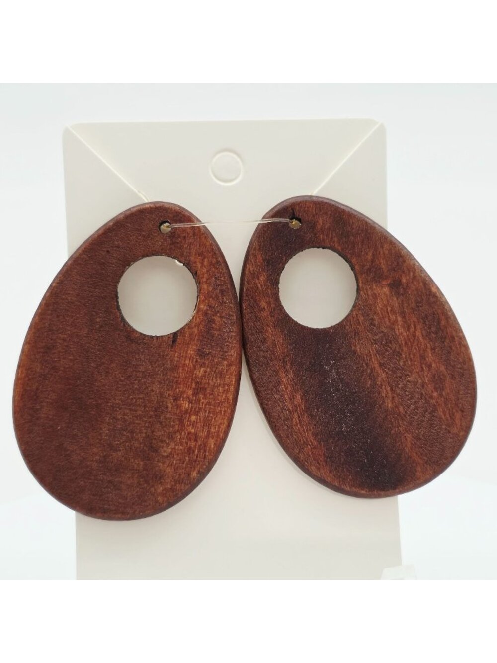 Teardrop Wooden Hoop Pendants Natural Brown Lightweight Statement Jewelry